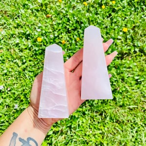 Pink Calcite Tower: Manganoan Crystal Obelisk