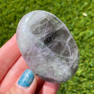 Rainbow Fluorite Palm Stone: Polished Worry Stone