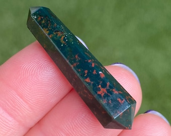 Double Terminated Bloodstone Crystal Point: Hexagonal Tapered Stone