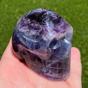 Rainbow Fluorite Crystal Skull, Crystal Skulls, Fluorite Skeleton Face, Skull Carving