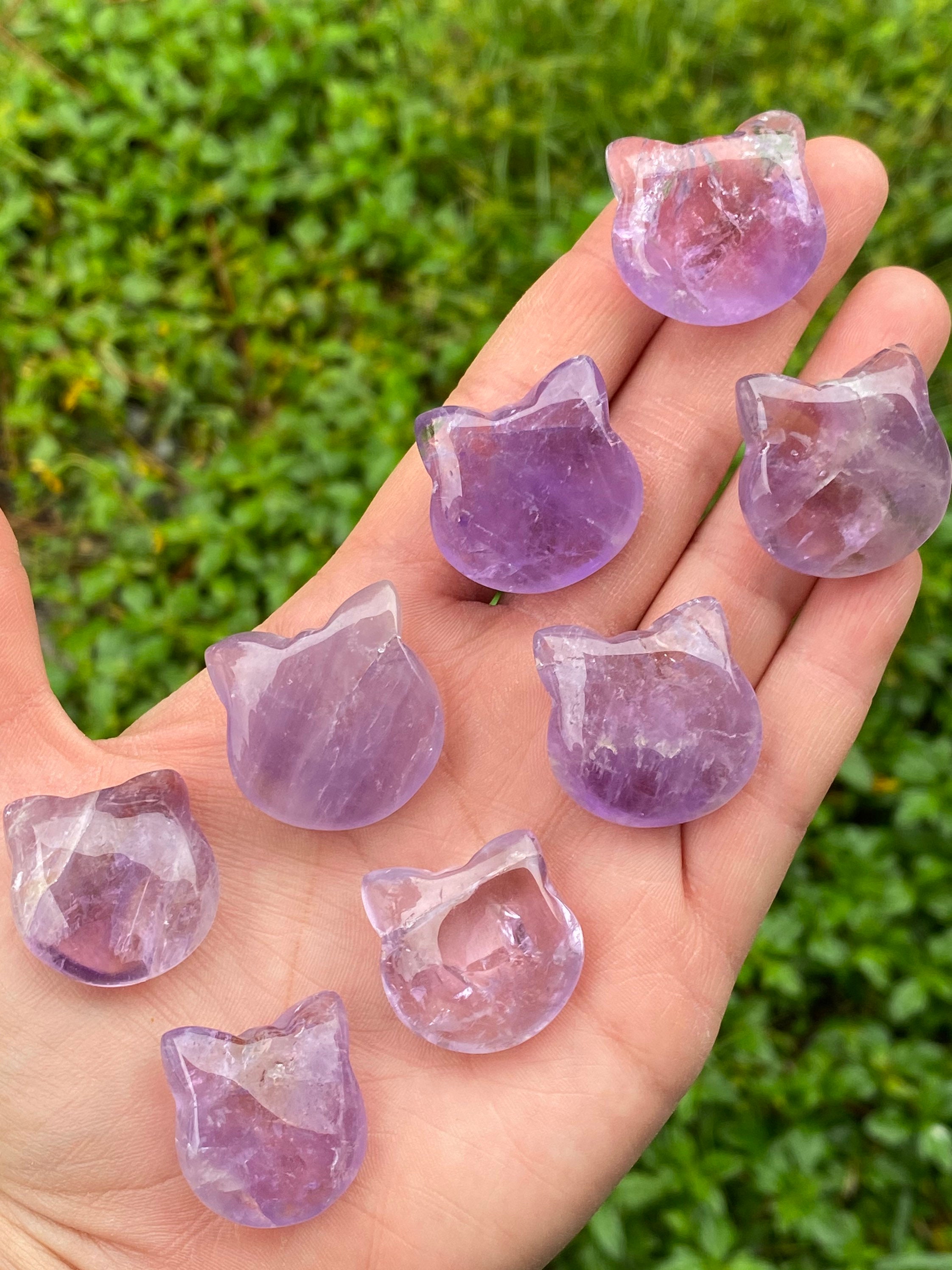 Amethyst Cat Head Amethyst Crystal Cat Crystal Kitty Pocket Etsy