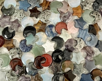 Mystery Crystal Moon or Star: Assorted Gemstone Carvings