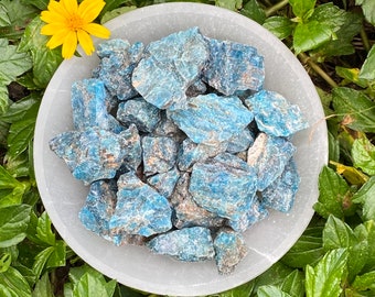1.5 oz Raw Blue Apatite Stone: Natural Rough Apatite, Madagascar