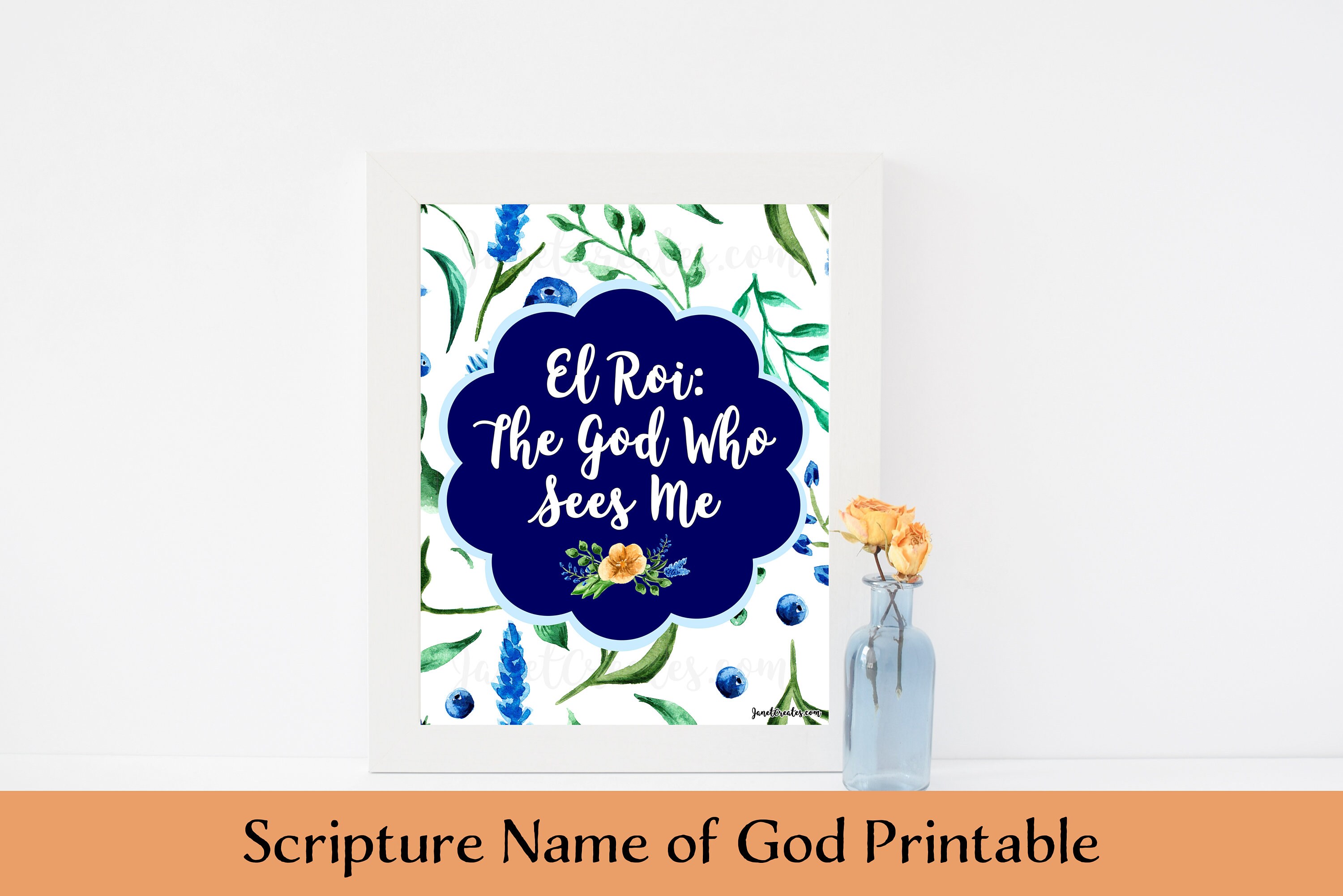 El Roi Name of God Wall Art Printable Hebrew Name of God The Strong One Who Sees 24 x 36 Large Print