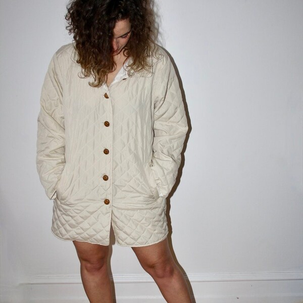 Vintage White Quilted Transitional Jacket / Outerwear