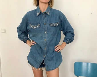 Unique Embellished Vintage Denim Shirt