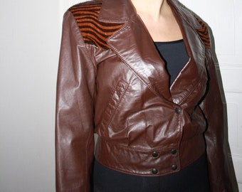 Rare Vintage Leather Biker Jacket w. Animal Print