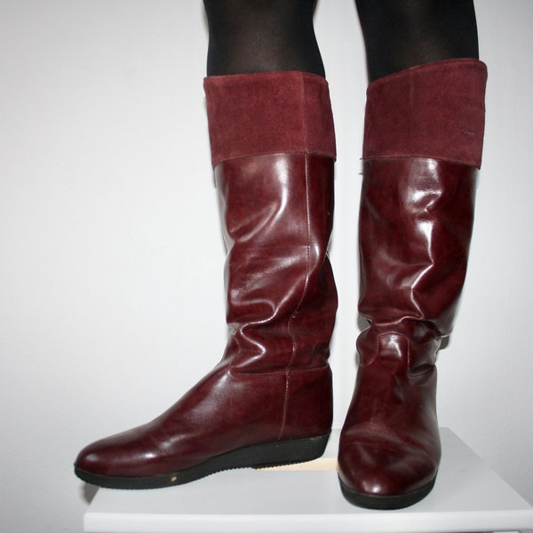 Vintage Long Leather Boots / EU 37, UK 5