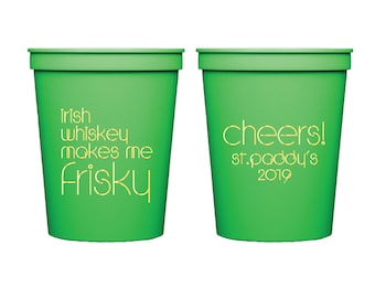 Patty/'s Day Stadium Cups St Shamrock Patrick/'s Day Personalized Stadium Plastic Cups Irish Favor Kiss Me I/'m Irish Irish Wedding St