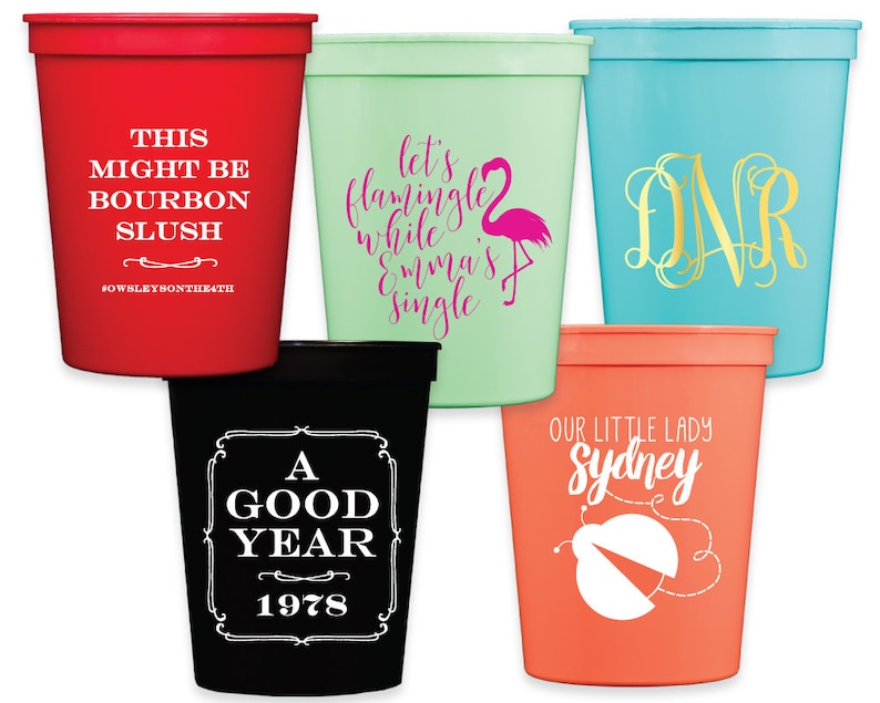 Party Cups Your Design Cups CustomDesign Cups Party Favors Wedding Cups Personalized Plastic Cups
