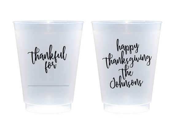 Thanksgiving Cups Custom Party Cups Plastic Cups Write On Etsy