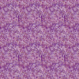 May include: Abstract pattern featuring a repeating design of purple and lavender shapes with gold outlines. The shapes have a textured appearance, creating a visually dynamic surface. The overall effect is a modern, artistic design.