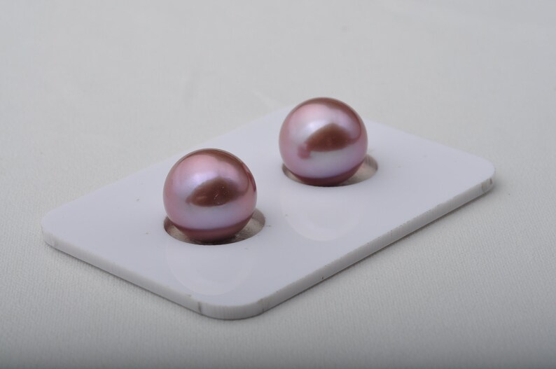 11-11.5mm Edison pearl pair,Round Purple pearl pair,fresh water pearl pair,lavender color pearl pair.DXPS04