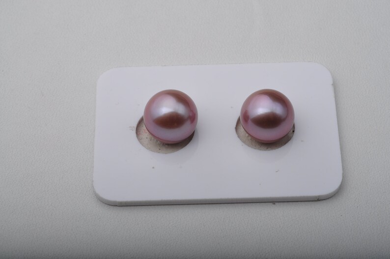11-11.5mm Edison pearl pair,Round Purple pearl pair,fresh water pearl pair,lavender color pearl pair.DXPS04
