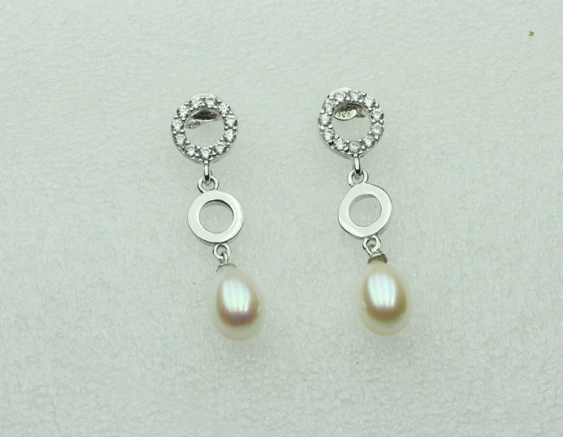 7-8mm rice pearl earrings,natural color pearl jewelry,silver earrings,strong luster pearl earrings.