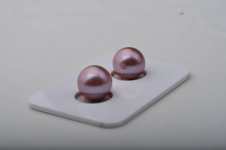 11-11.5mm Edison pearl pair,Round Purple pearl pair,fresh water pearl pair,lavender color pearl pair.DXPS04