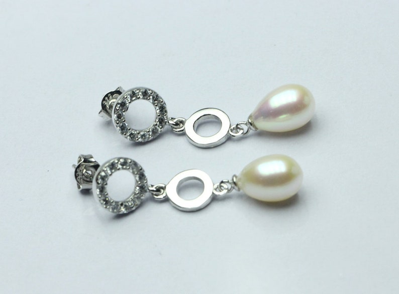 7-8mm rice pearl earrings,natural color pearl jewelry,silver earrings,strong luster pearl earrings.