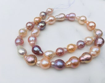 Natural Baroque Pearl Strand With Natural Metallic Color,9-12mm Natural Large Baroque Pearl Strand,Baroque Pearl Beads With Rainbow.GAUC003