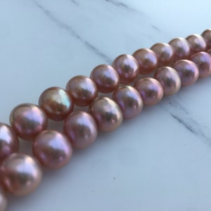Natural Metallic Bronze Freshwater Pearl Bead String, Natural Bronze Magenta Pearl Strand, Purple Pearls, Short Potato Pearls,GJJ009