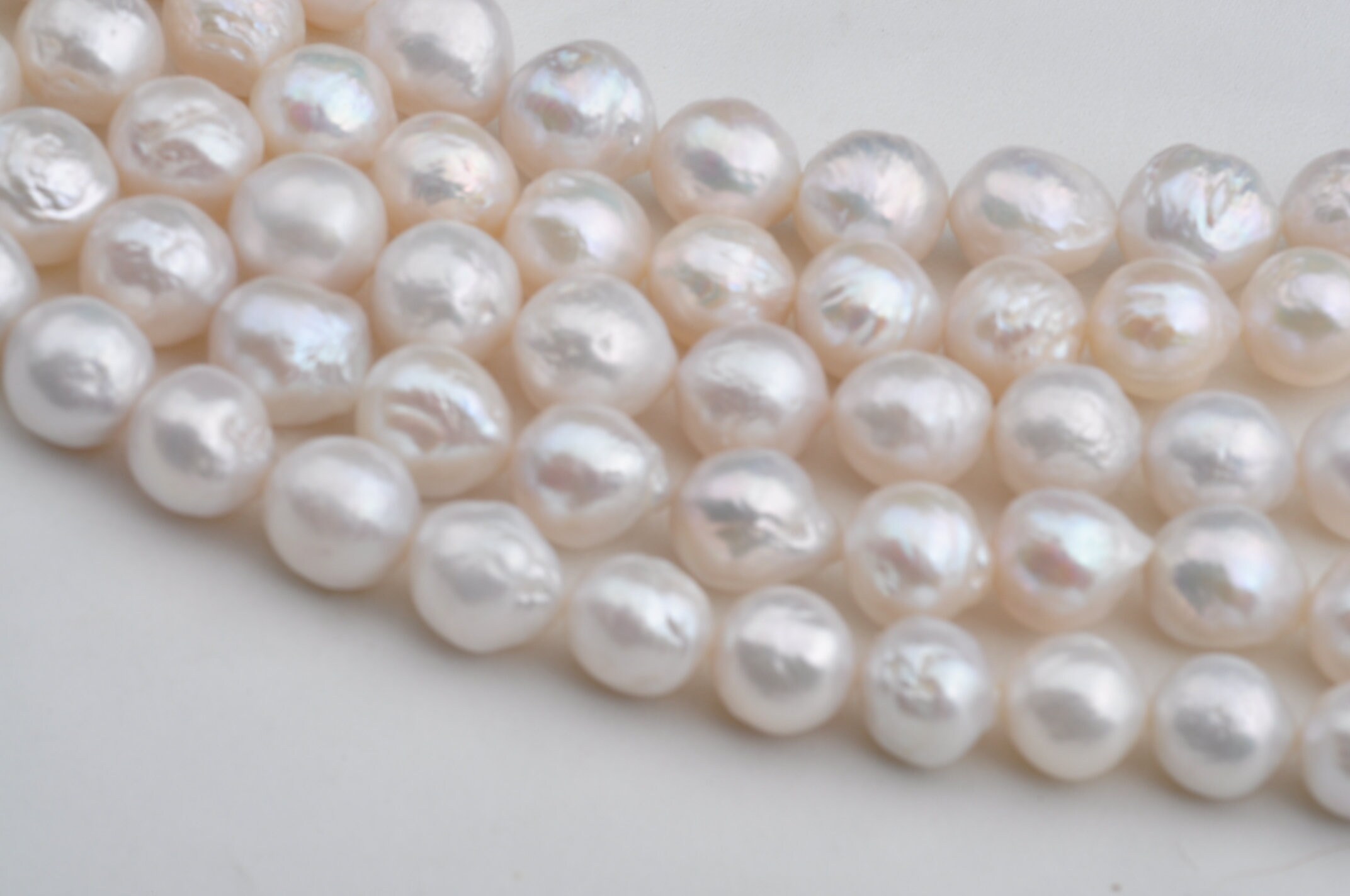 1011mm Large Natural White Pearl Strands,nuclear Fresh Water Pearl