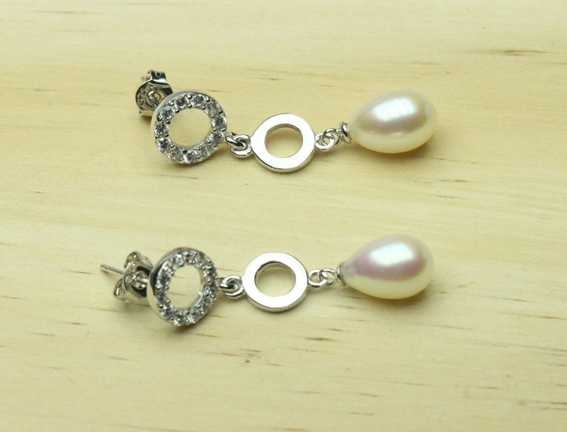 7-8mm rice pearl earrings,natural color pearl jewelry,silver earrings,strong luster pearl earrings.