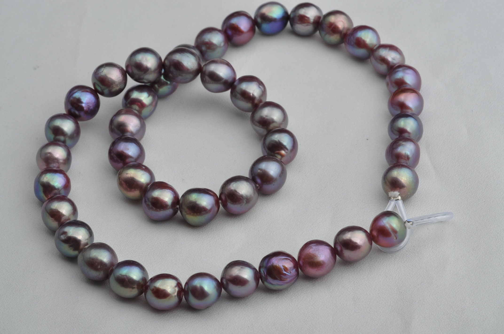 810mm Natural Metallic Purple Pearl Necklacenear Round Etsy UK