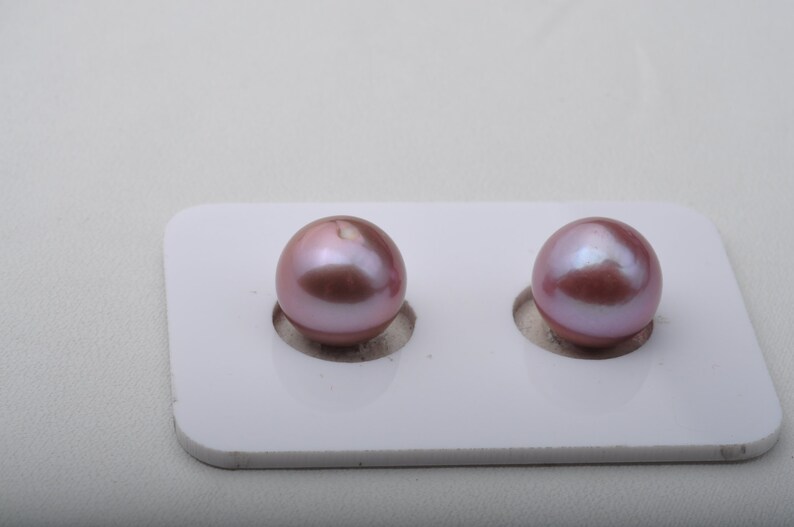 11-11.5mm Edison pearl pair,Round Purple pearl pair,fresh water pearl pair,lavender color pearl pair.DXPS04