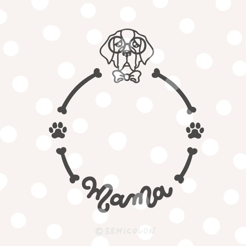 Download Art Collectibles Clip Art Saint Bernard Dog Mama Monogram Frame Svg Cutting File