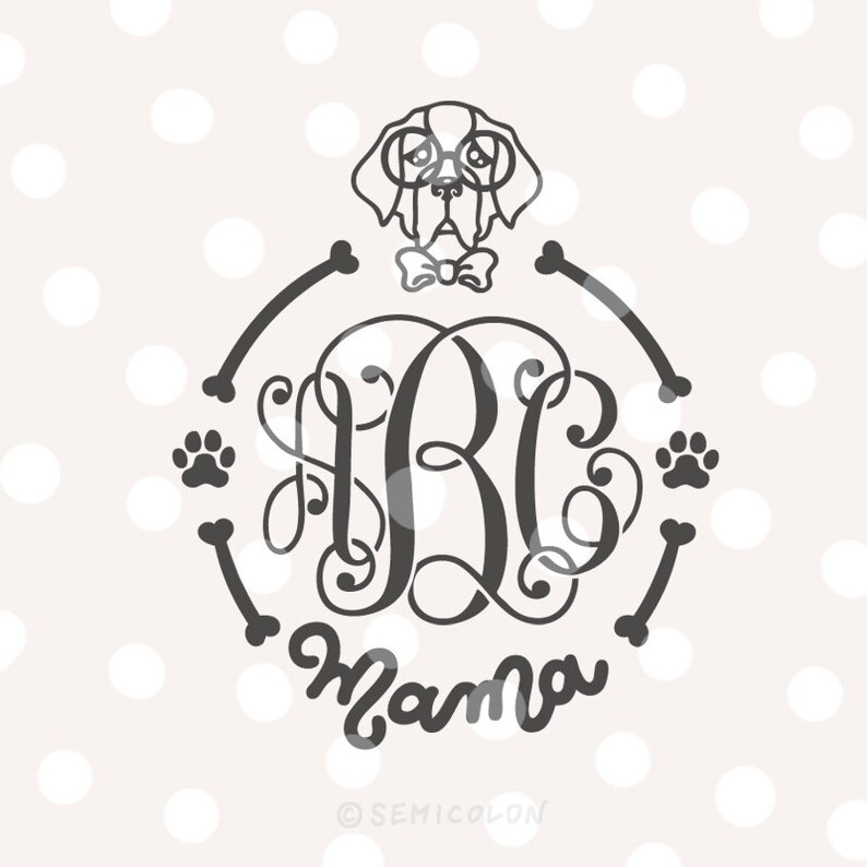 Download Art Collectibles Clip Art Saint Bernard Dog Mama Monogram Frame Svg Cutting File