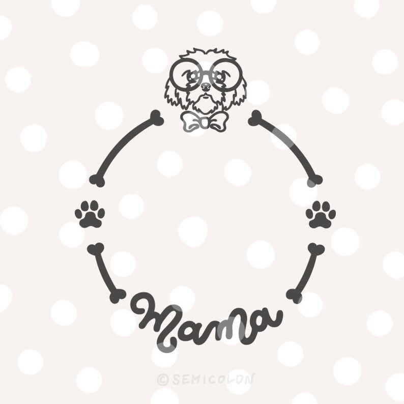 Download Lhasa Apso Dog Mama Monogram Frame Svg Cutting File Clip Art Art Collectibles