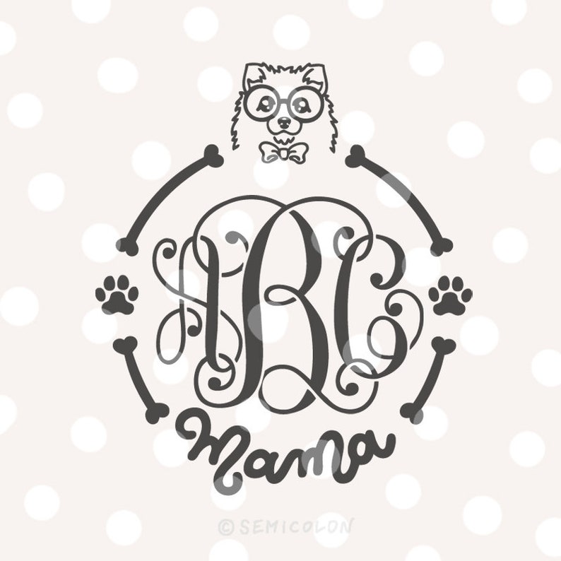 Download Keeshond Dog Mama Monogram Frame Svg Cutting File Clip Art Art Collectibles