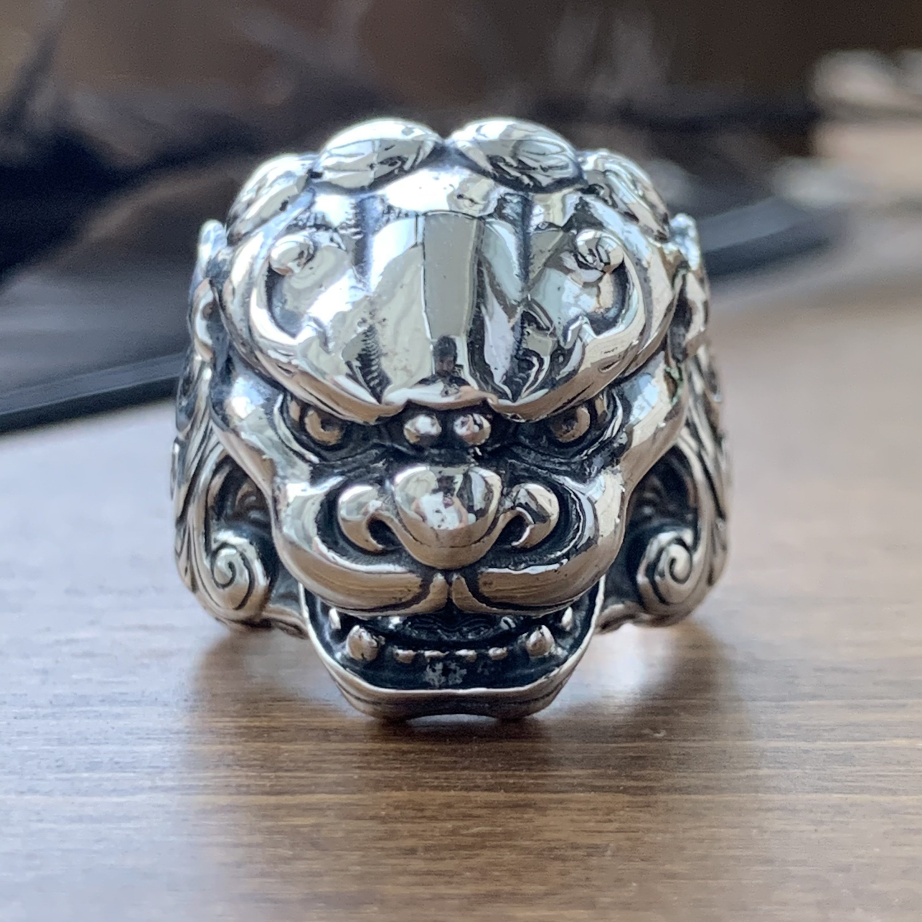Giant Asian Foo Dog Ring 925 Sterling Silver Shisha Dog All | Etsy