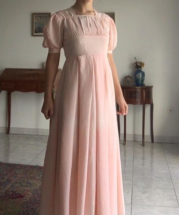 1940s taffeta pink dress gown xs 40s French vintag