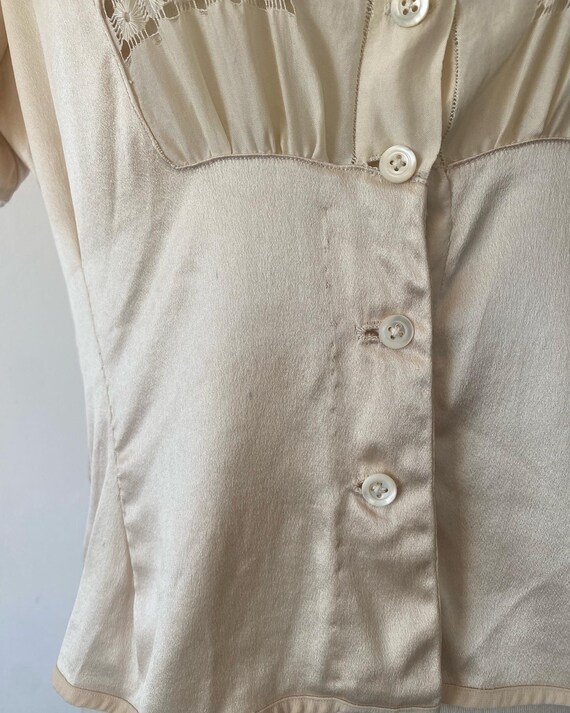 1930s 1940s silk cream blouse small size true gen… - image 4