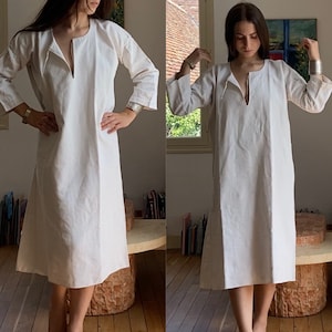vêtement de nuit antique robe nuisette lin chanvre années 1900 authentique 19e siècle