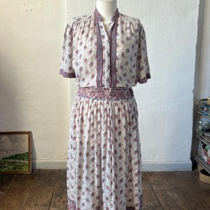 Vintage 1970s rita kumar indian paris dress blockprinted blockprint blockprinting vtg 1980s 80s 80s paris made in India cotton
