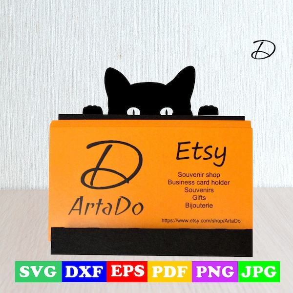 A business card holder SVG, cat digital files for cricut or silhouette, office decor, cat joke, eps, dxf, pdf, jpg, svg, cdr