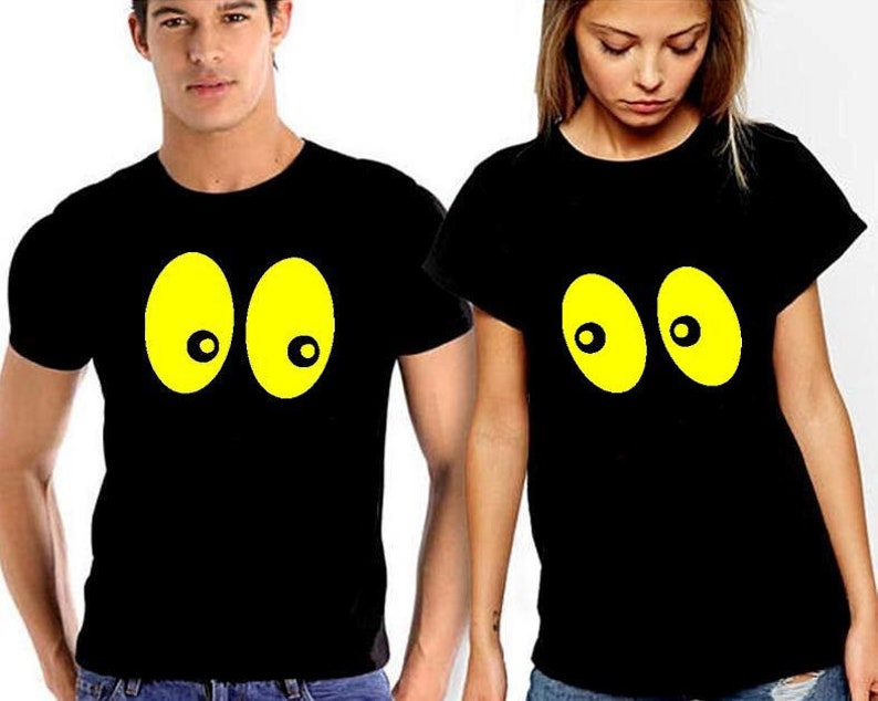 The price is for 2 t-shirts. t-shirts joke Pair of eyes couple t-shirts 100/% cotton Tee funny gift for newlyweds UNISEX