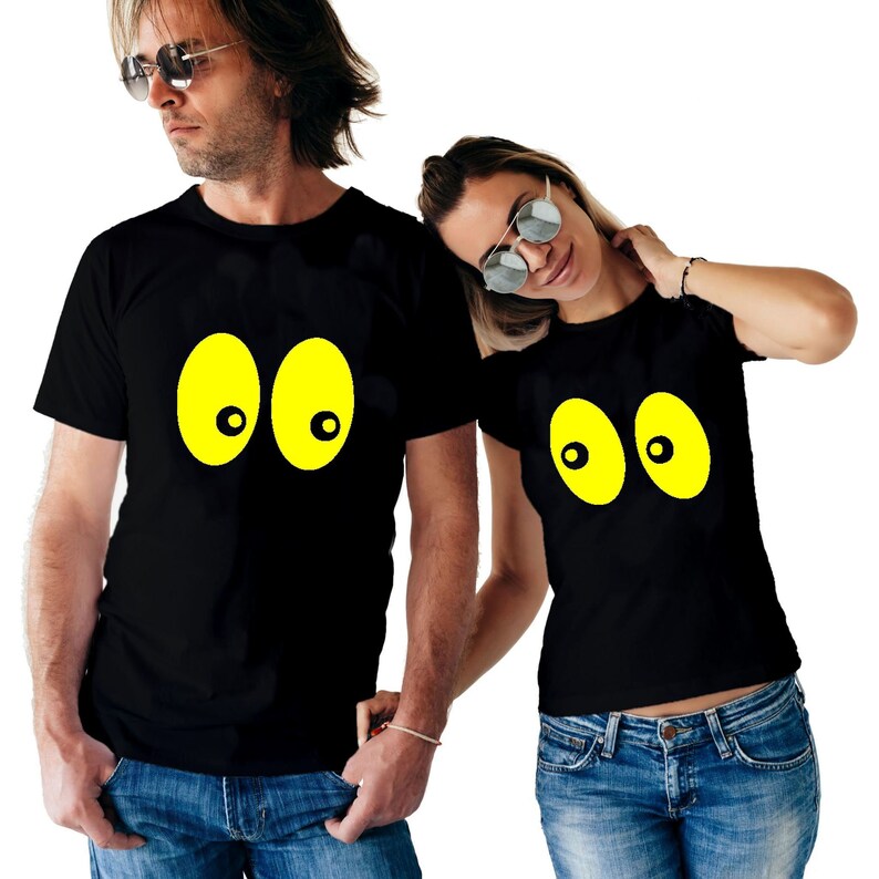The price is for 2 t-shirts. t-shirts joke Pair of eyes couple t-shirts 100/% cotton Tee funny gift for newlyweds UNISEX