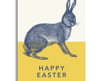 1 Happy Easter Card with rabbit with envelope to choose