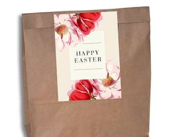 2 Ostertüten mit Happy Easter Aufkleber Magnolia perfekt zum Verpacken ihrer Ostergeschenke.
