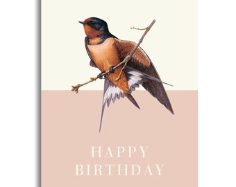 1 Birthday Card Swallow Classic Style, 1 Cards, 105 x 148 mm, 300 g  fine nature paper with envelope to choose