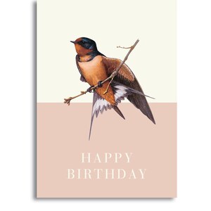 1 Birthday Card Swallow Classic Style, 1 Cards, 105 x 148 mm, 300 g fine nature paper with envelope to choose image 1