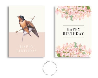 Birthday Card Set Classic Style,2 Cards, 105 x 148 mm