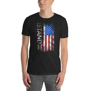i stand for the flag and kneel for the cross Short-Sleeve Unisex T-Shirt Distressed Usa Flag Design