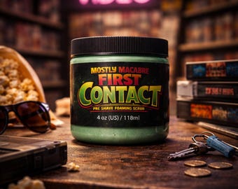 First Contact Pre-Shave Foaming Scrub, 4 oz Alien Shave Prep, Sci-Fi Horror Grooming Gift