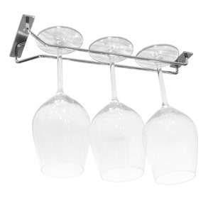 Chrome Cabinet and Bar Wine Glass Holder Storage Rail Low Profile In 3 Sizes