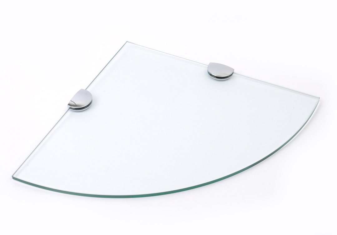 Wall Mounted 200mm Tempered Glass Corner Shelf With Chrome Etsy UK