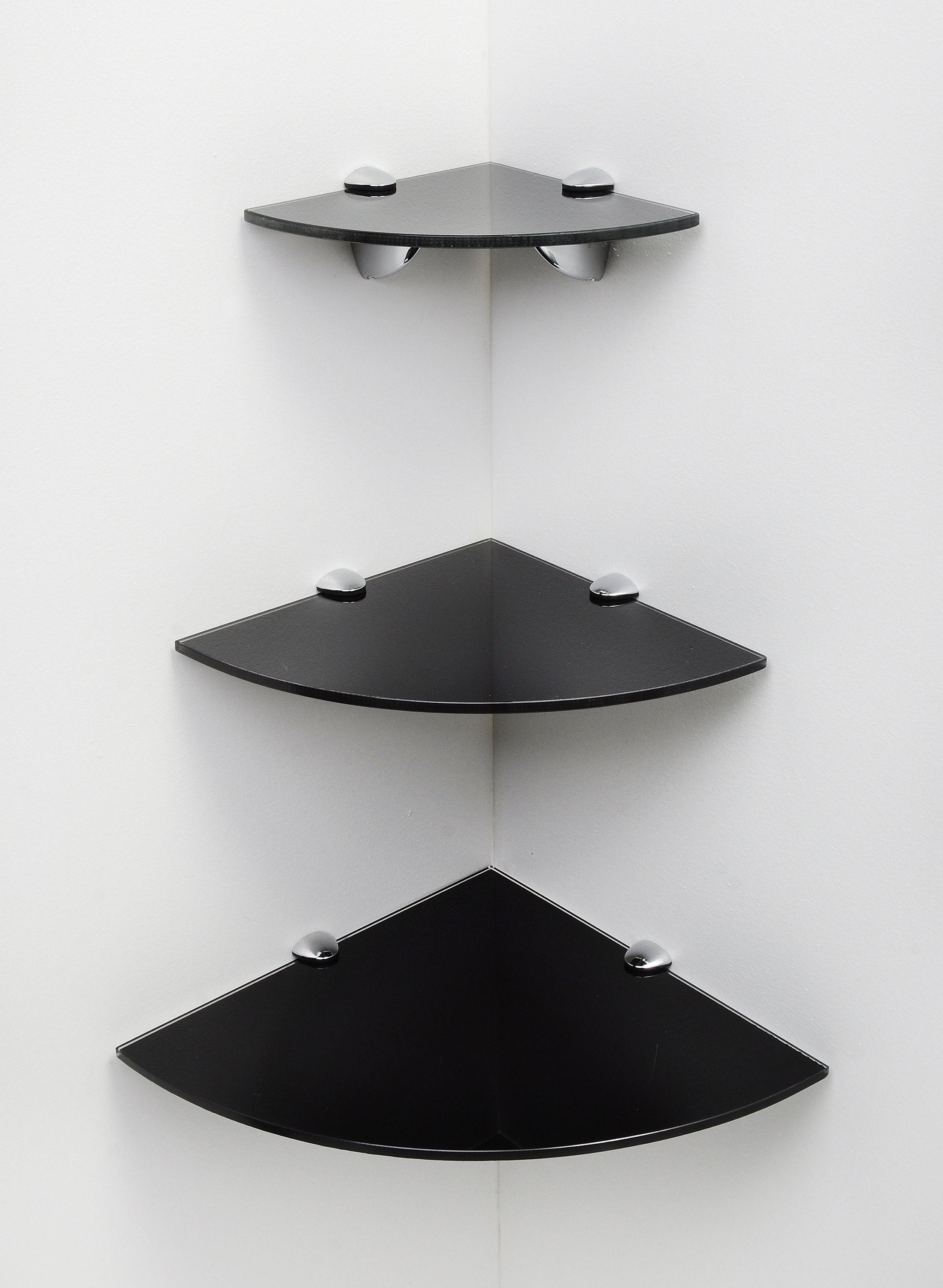Cascading Tempered Glass Corner Shelves With Chrome Supports Etsy UK