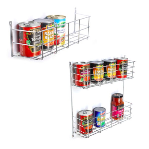 BSM Door Mounted JAR TIN Spice Storage Rack Cupboard Kitchen 1 Tier and 2 Tier